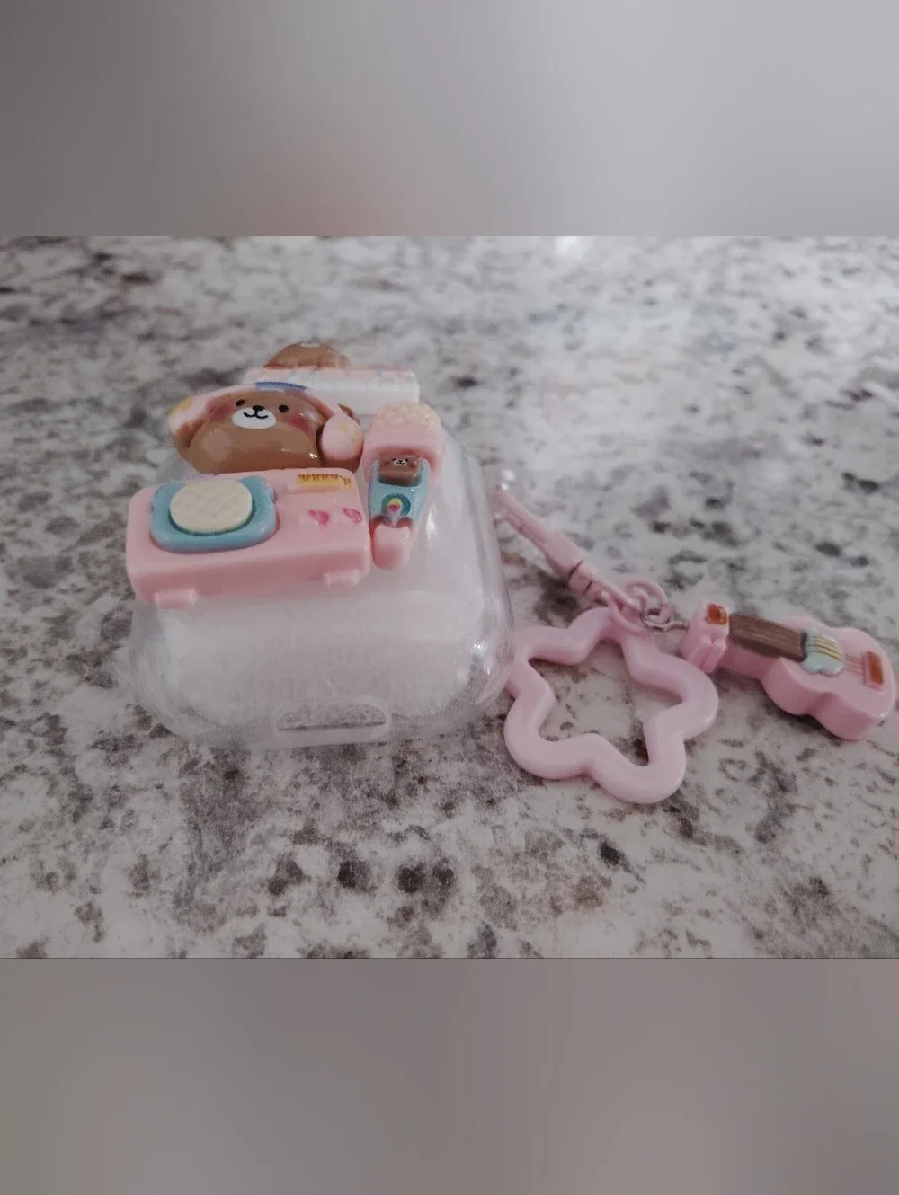 CUTE PINK BEAR AIRPODS CASE COMPATIBLE 1/2 Cover -